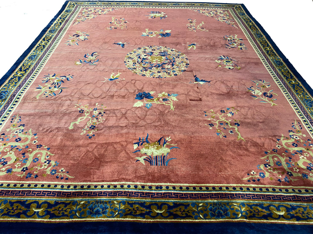 12.0 x 15.5 Art Deco Chinese Bejing Rug Excellent Antique Carpet #F-6876