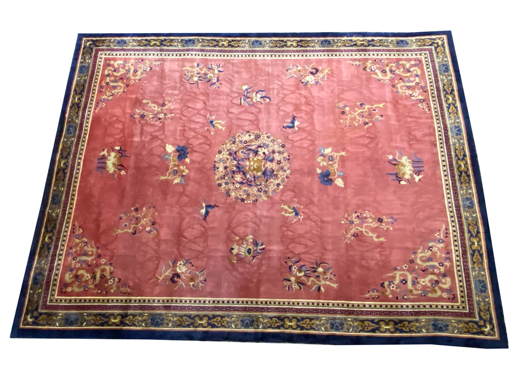 12.0 x 15.5 Art Deco Chinese Bejing Rug Excellent Antique Carpet #F-6876