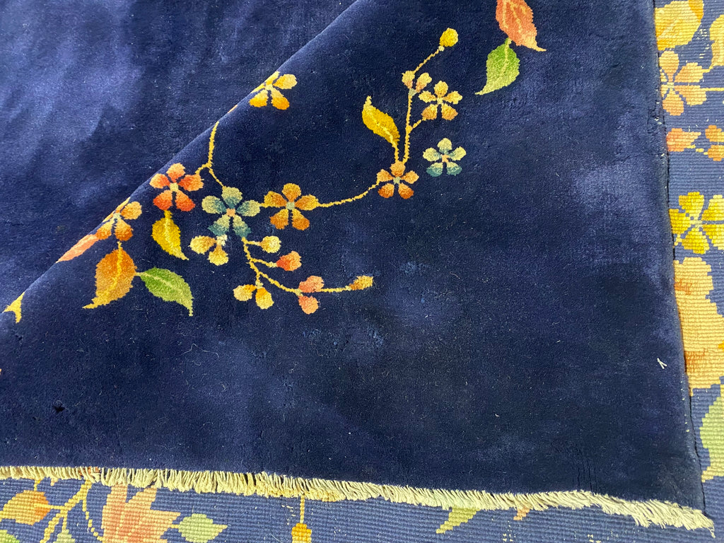 8.11 x 11.9 ART DECO Chinese Rug ROYAL BLUE#F-6877