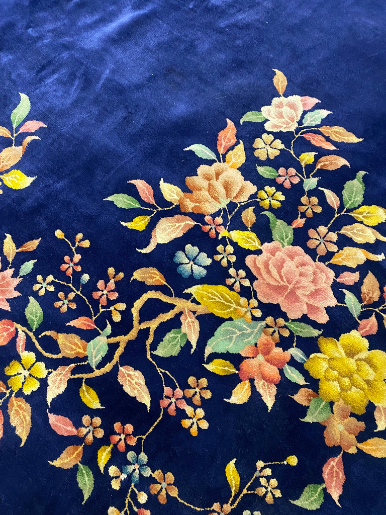 8.11 x 11.9 ART DECO Chinese Rug ROYAL BLUE#F-6877