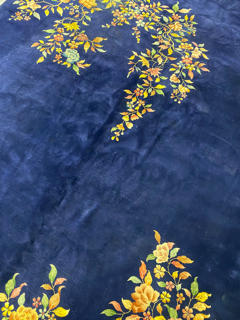 8.11 x 11.9 ART DECO Chinese Rug ROYAL BLUE#F-6877