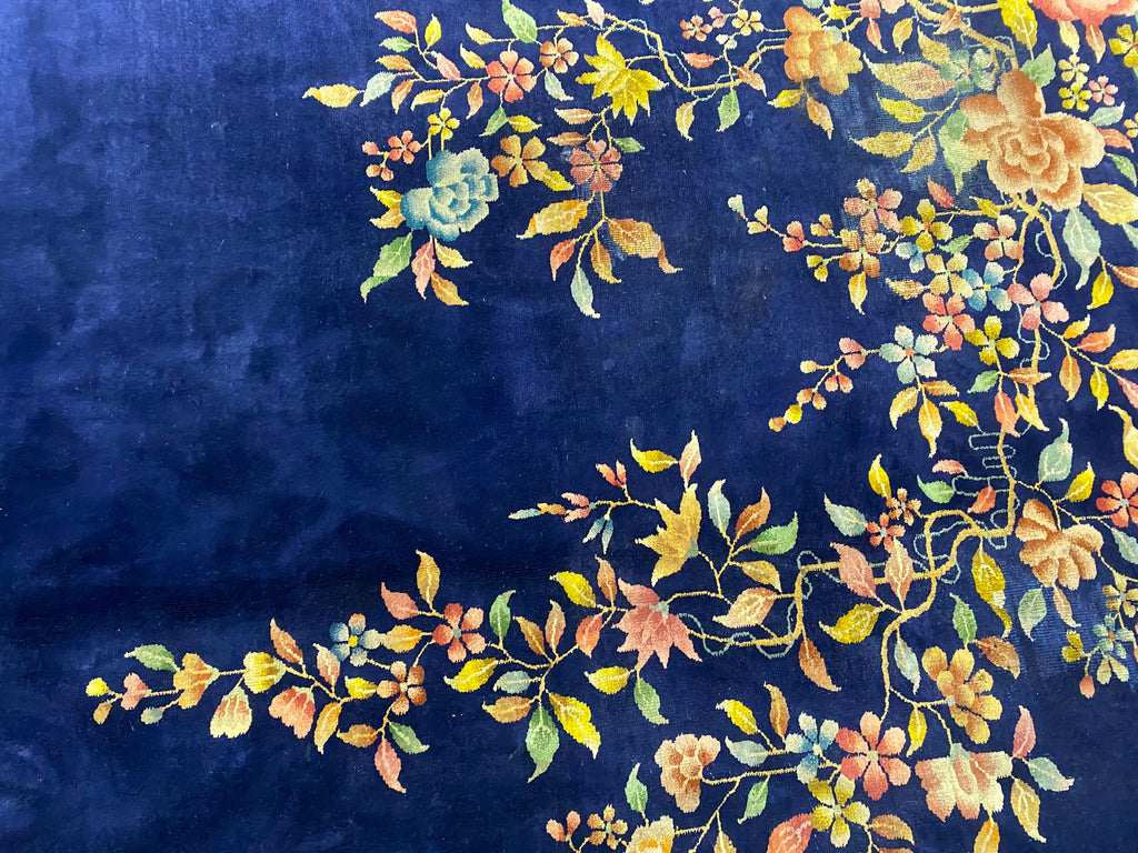 8.11 x 11.9 ART DECO Chinese Rug ROYAL BLUE#F-6877