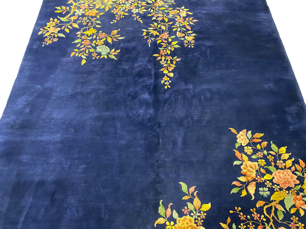 8.11 x 11.9 ART DECO Chinese Rug ROYAL BLUE#F-6877