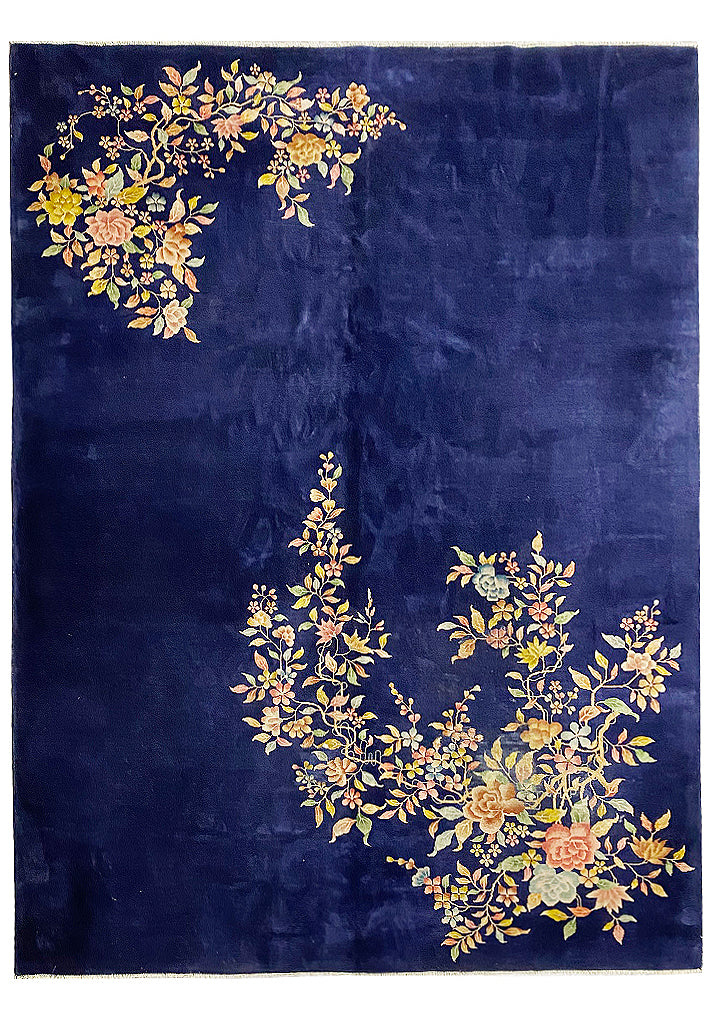 8.11 x 11.9 ART DECO Chinese Rug ROYAL BLUE#F-6877