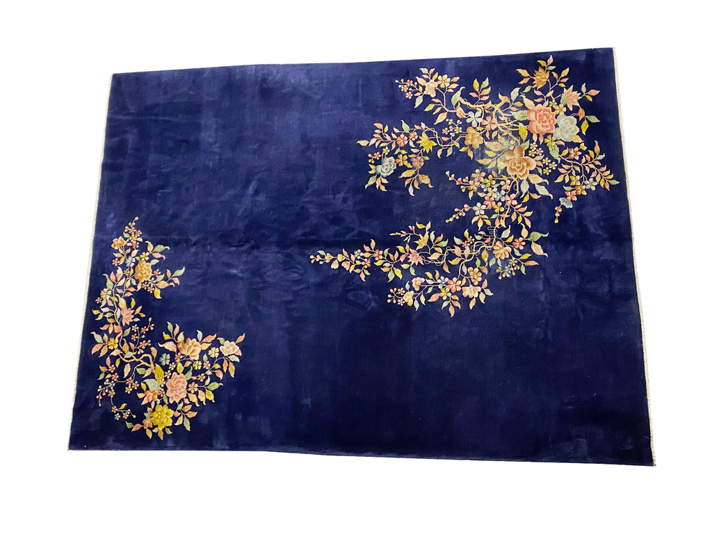 8.11 x 11.9 ART DECO Chinese Rug ROYAL BLUE#F-6877