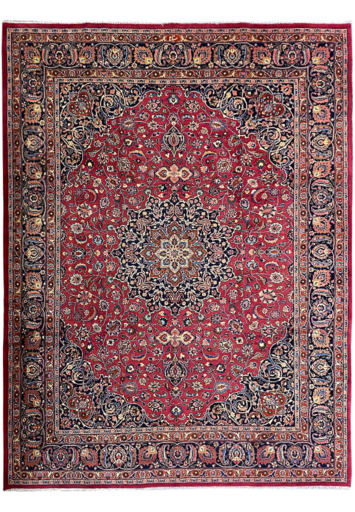 10 X 13 SIGNED Authentic Persian Khorassan Mashad Rug #F-6879