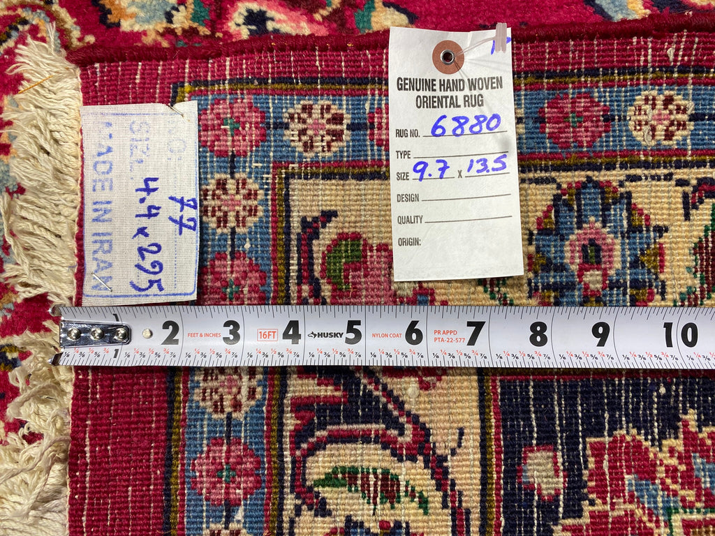 9.7 x 13.5 Authentic Traditional Persian Mashad Rug SIGNED   #F-6880