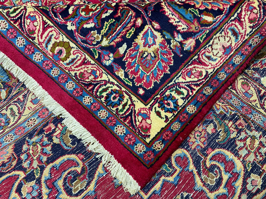 9.7 x 13.5 Authentic Traditional Persian Mashad Rug SIGNED   #F-6880