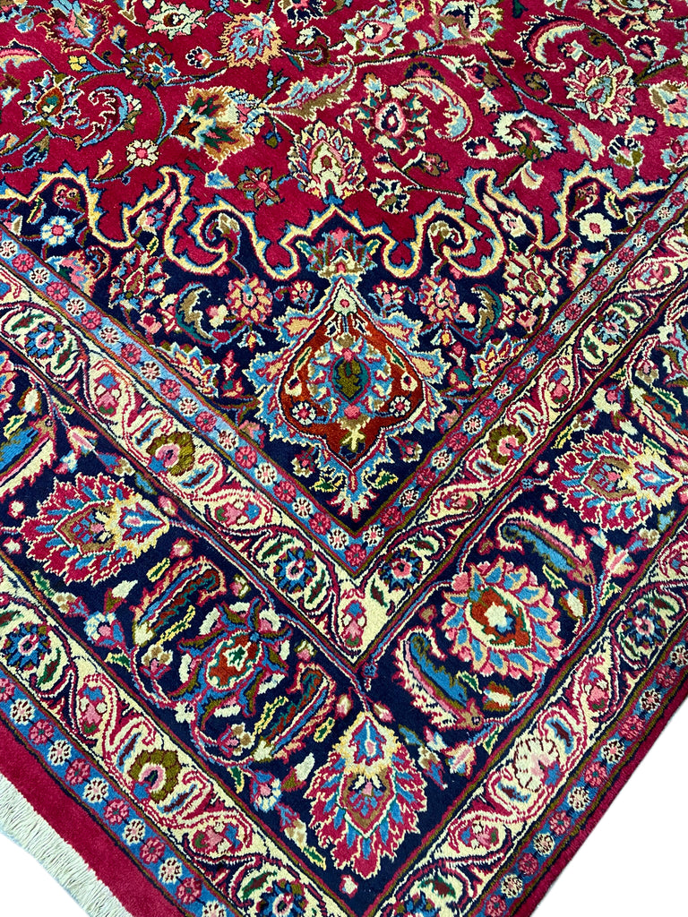 9.7 x 13.5 Authentic Traditional Persian Mashad Rug SIGNED   #F-6880