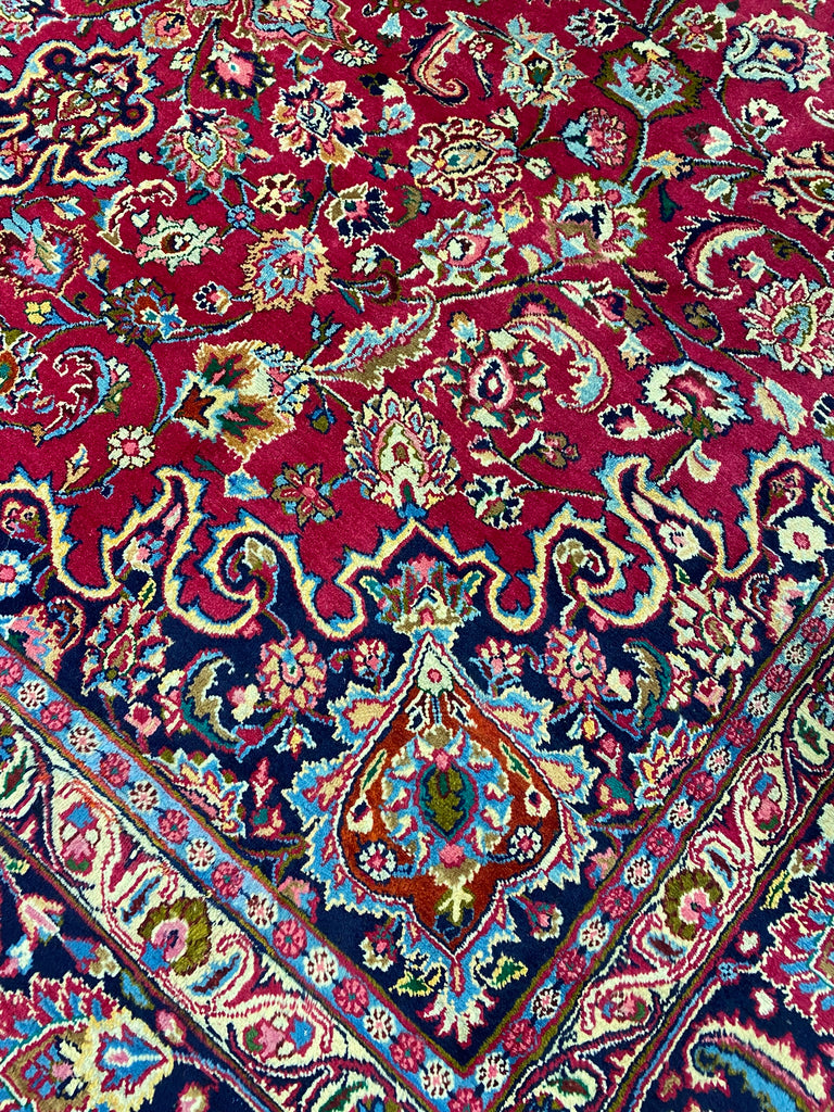 9.7 x 13.5 Authentic Traditional Persian Mashad Rug SIGNED   #F-6880