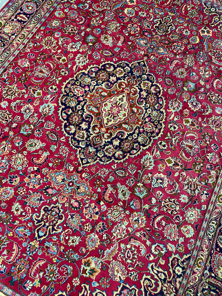 9.7 x 13.5 Authentic Traditional Persian Mashad Rug SIGNED   #F-6880