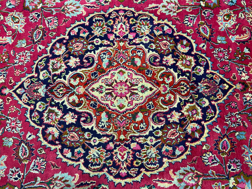 9.7 x 13.5 Authentic Traditional Persian Mashad Rug SIGNED   #F-6880