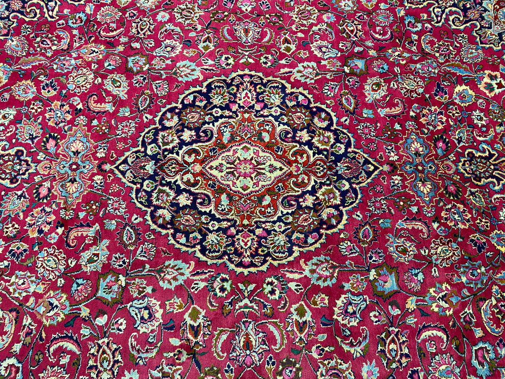 9.7 x 13.5 Authentic Traditional Persian Mashad Rug SIGNED   #F-6880