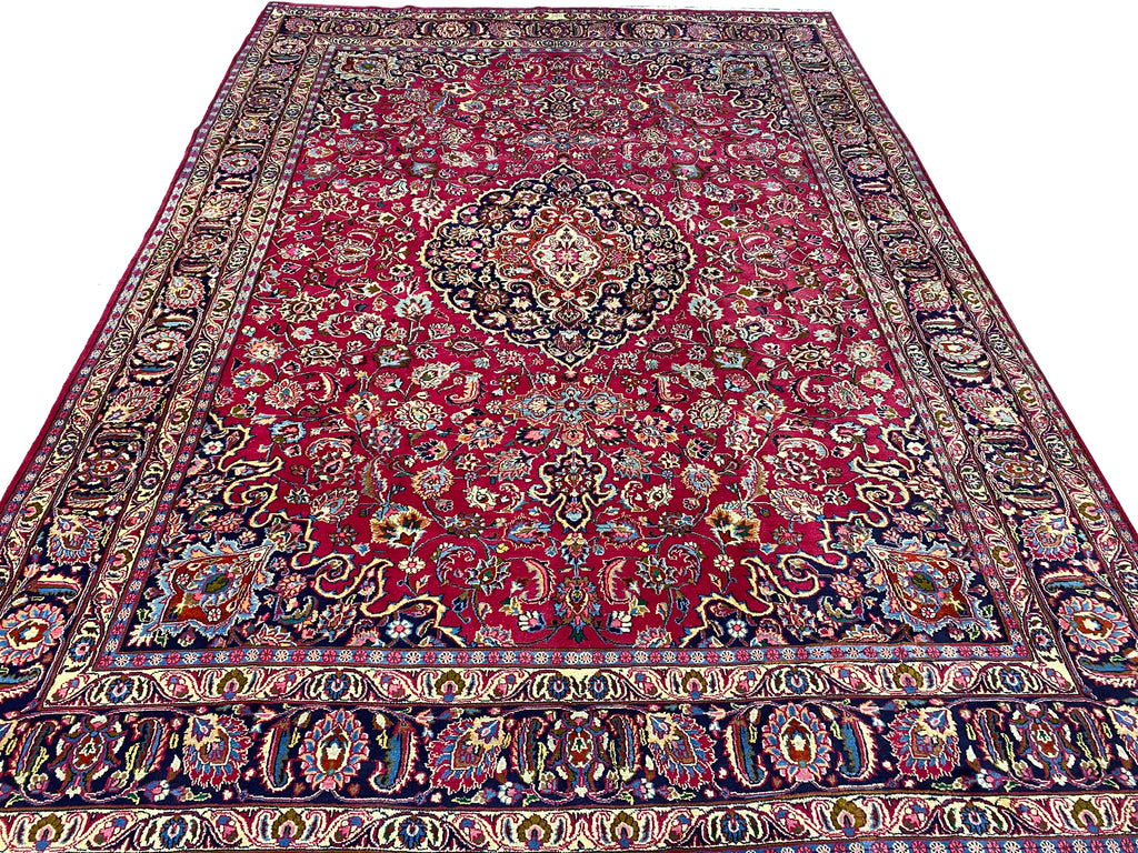 9.7 x 13.5 Authentic Traditional Persian Mashad Rug SIGNED   #F-6880
