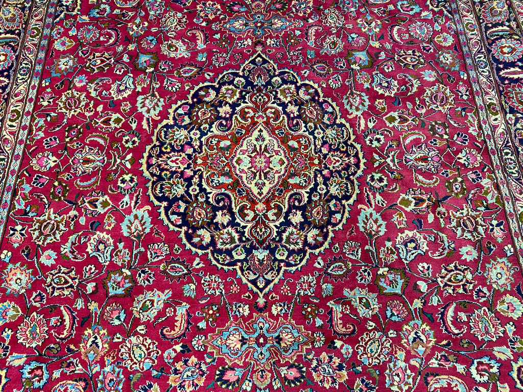9.7 x 13.5 Authentic Traditional Persian Mashad Rug SIGNED   #F-6880