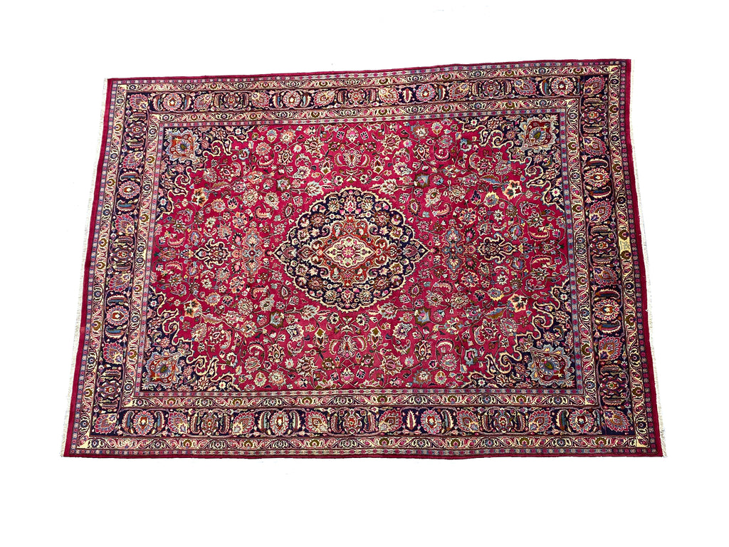 9.7 x 13.5 Authentic Traditional Persian Mashad Rug SIGNED   #F-6880