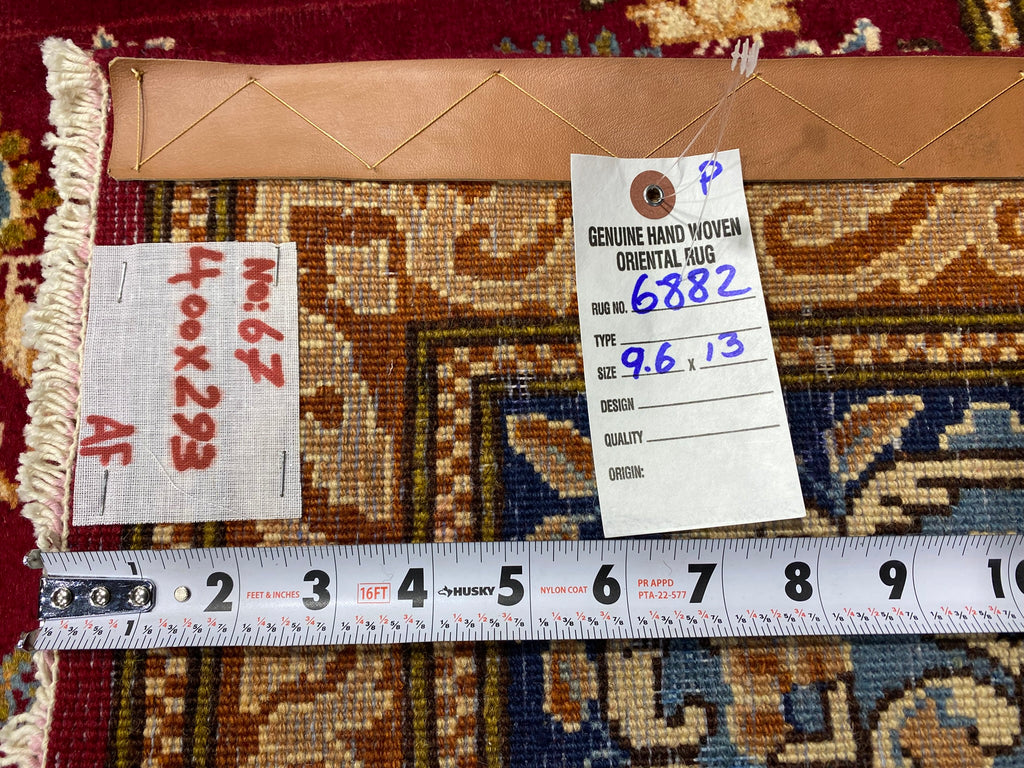 9.6 x 13.0 Classic Handmade Persian Kerman Rug Rich Elegant Handmade Carpet BURGUNDY #F-6882