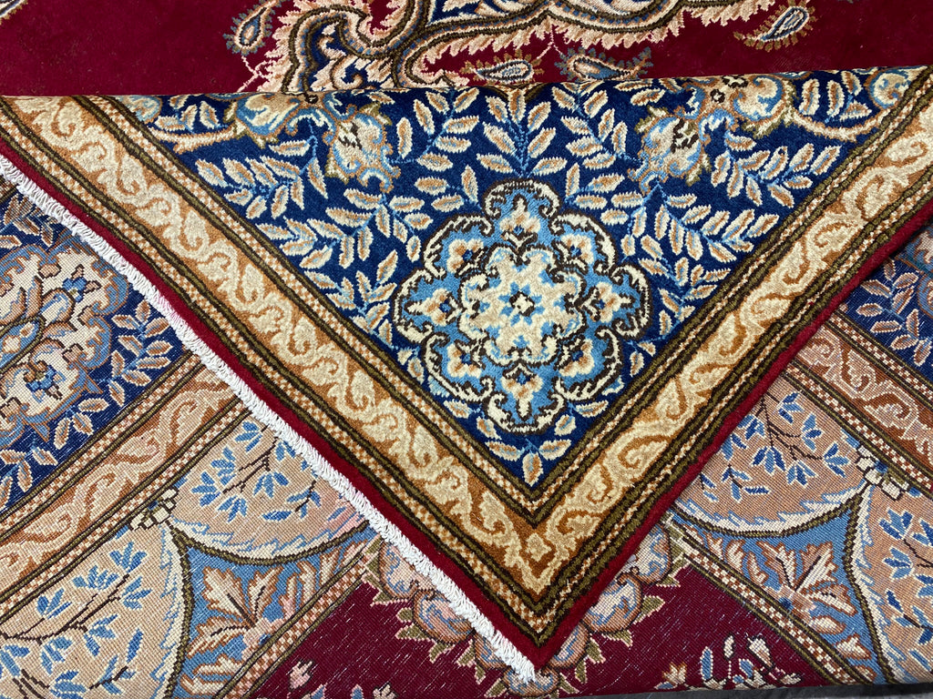 9.6 x 13.0 Classic Handmade Persian Kerman Rug Rich Elegant Handmade Carpet BURGUNDY #F-6882