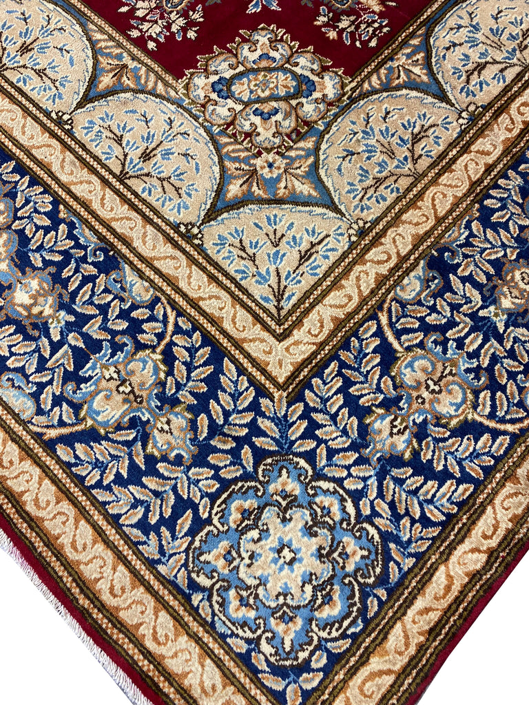 9.6 x 13.0 Classic Handmade Persian Kerman Rug Rich Elegant Handmade Carpet BURGUNDY #F-6882