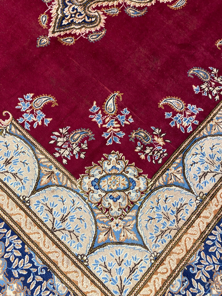 9.6 x 13.0 Classic Handmade Persian Kerman Rug Rich Elegant Handmade Carpet BURGUNDY #F-6882