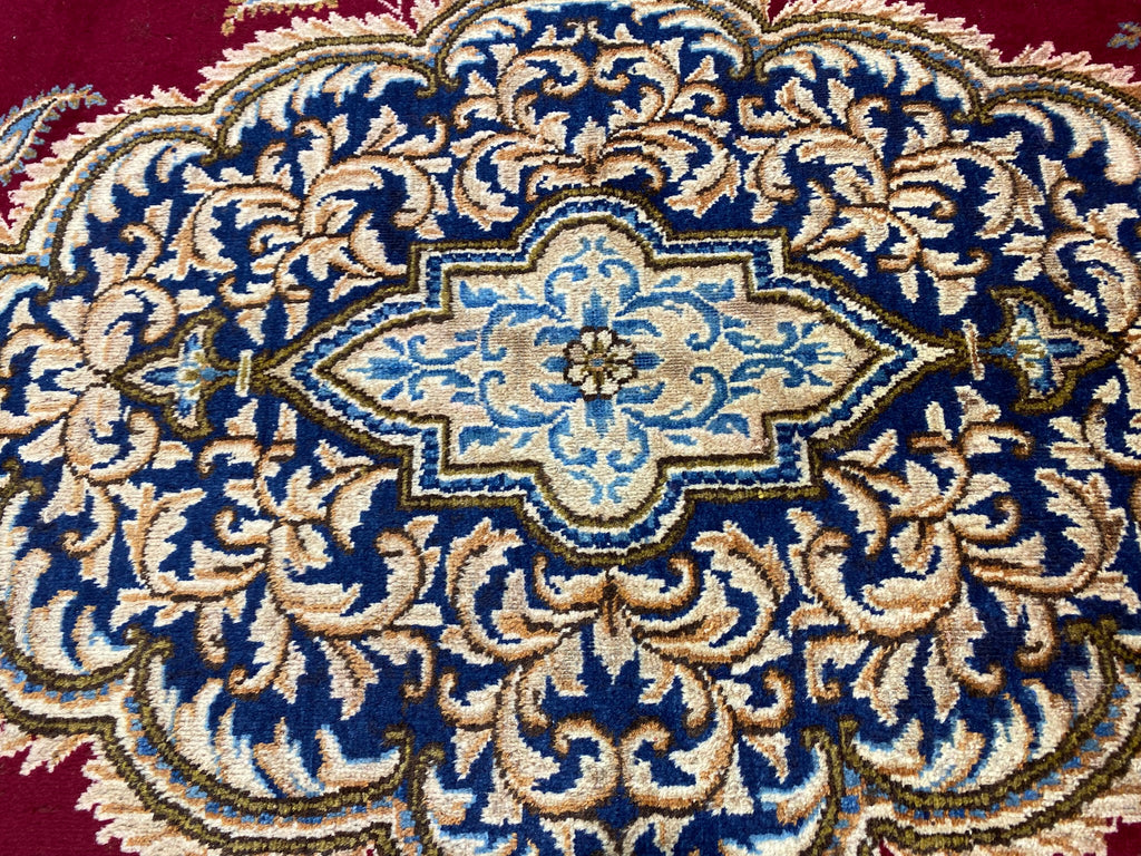 9.6 x 13.0 Classic Handmade Persian Kerman Rug Rich Elegant Handmade Carpet BURGUNDY #F-6882