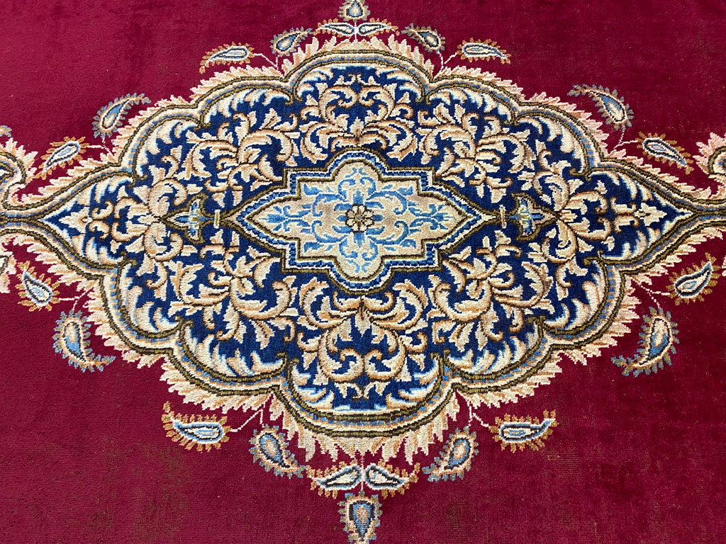 9.6 x 13.0 Classic Handmade Persian Kerman Rug Rich Elegant Handmade Carpet BURGUNDY #F-6882