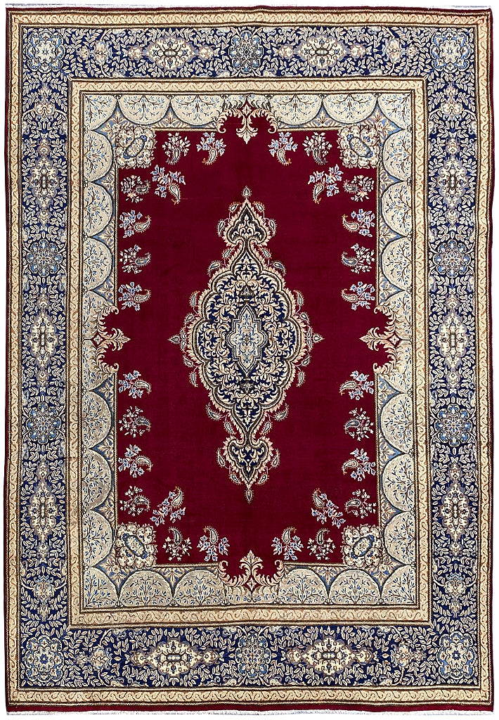 9.6 x 13.0 Classic Handmade Persian Kerman Rug Rich Elegant Handmade Carpet BURGUNDY #F-6882
