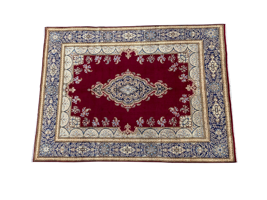 9.6 x 13.0 Classic Handmade Persian Kerman Rug Rich Elegant Handmade Carpet BURGUNDY #F-6882