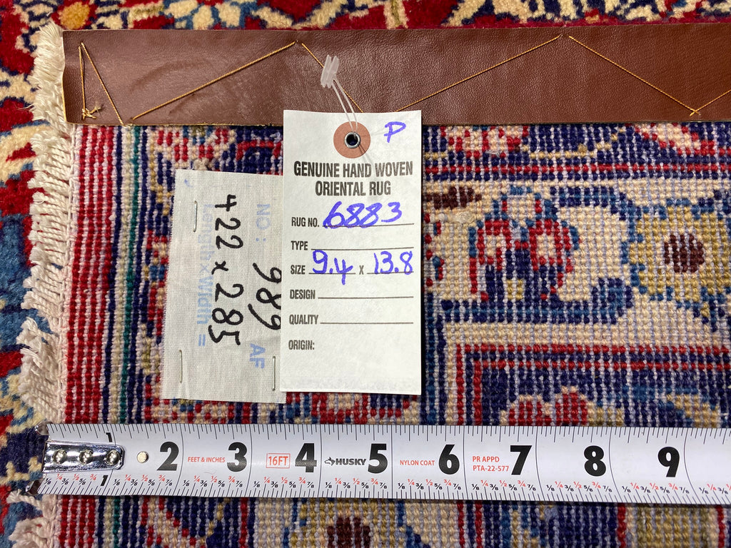 9.4 x 13.8 Persian Handmade Wool Esfahan Najafabad Rug #F-6883