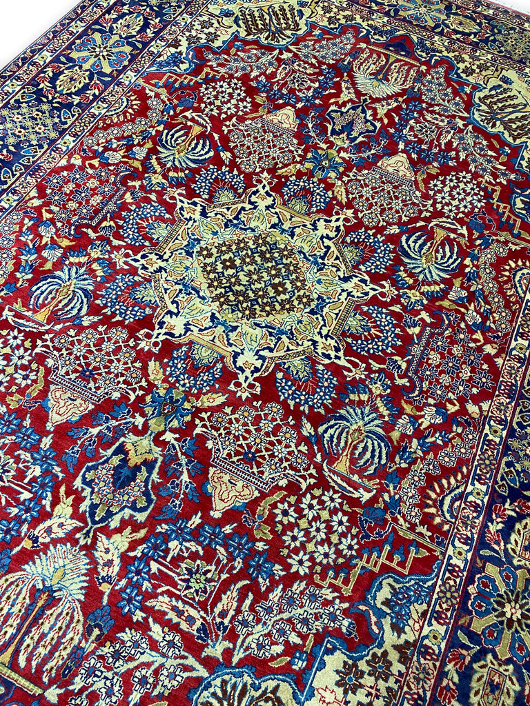 9.4 x 13.8 Persian Handmade Wool Esfahan Najafabad Rug #F-6883