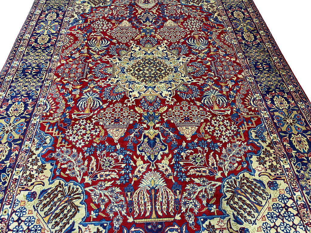 9.4 x 13.8 Persian Handmade Wool Esfahan Najafabad Rug #F-6883