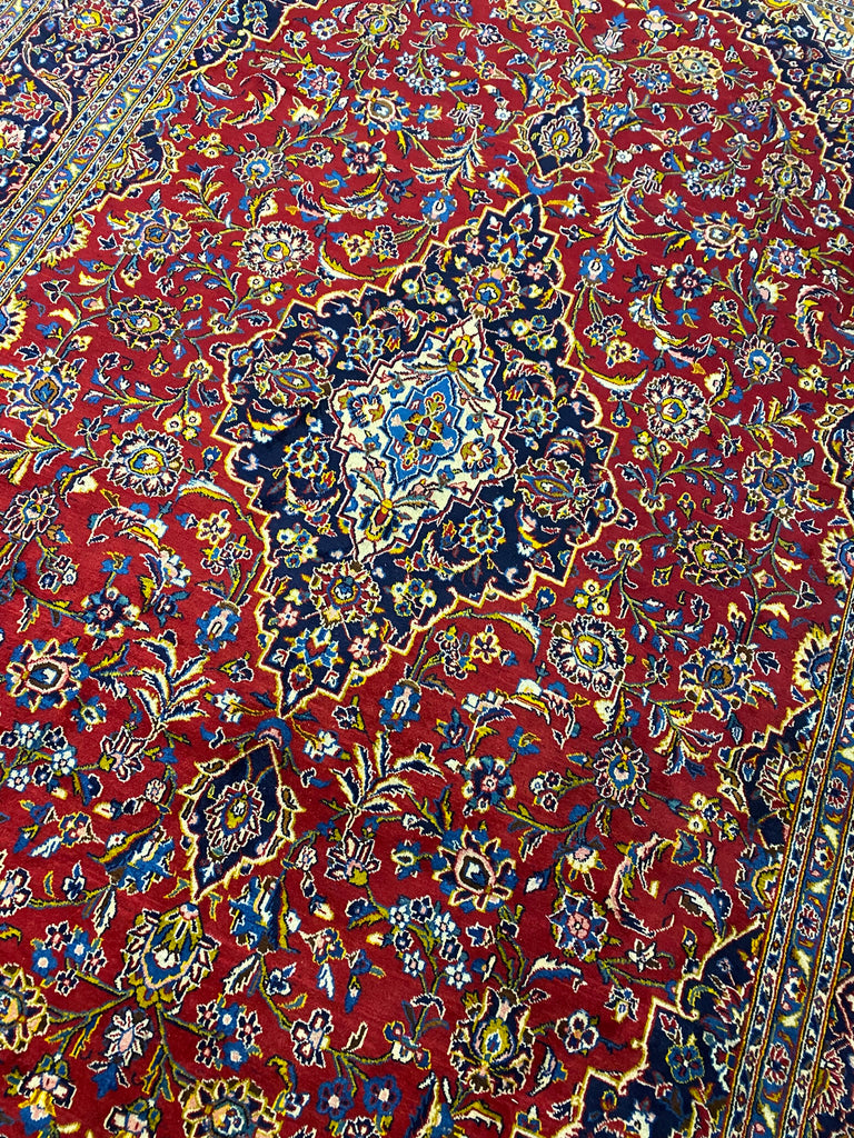 9.0 x 13.7 Finer Quality Authentic Persian Kashan Rug #F-6884