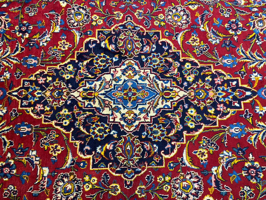 9.0 x 13.7 Finer Quality Authentic Persian Kashan Rug #F-6884
