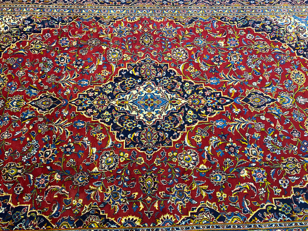 9.0 x 13.7 Finer Quality Authentic Persian Kashan Rug #F-6884