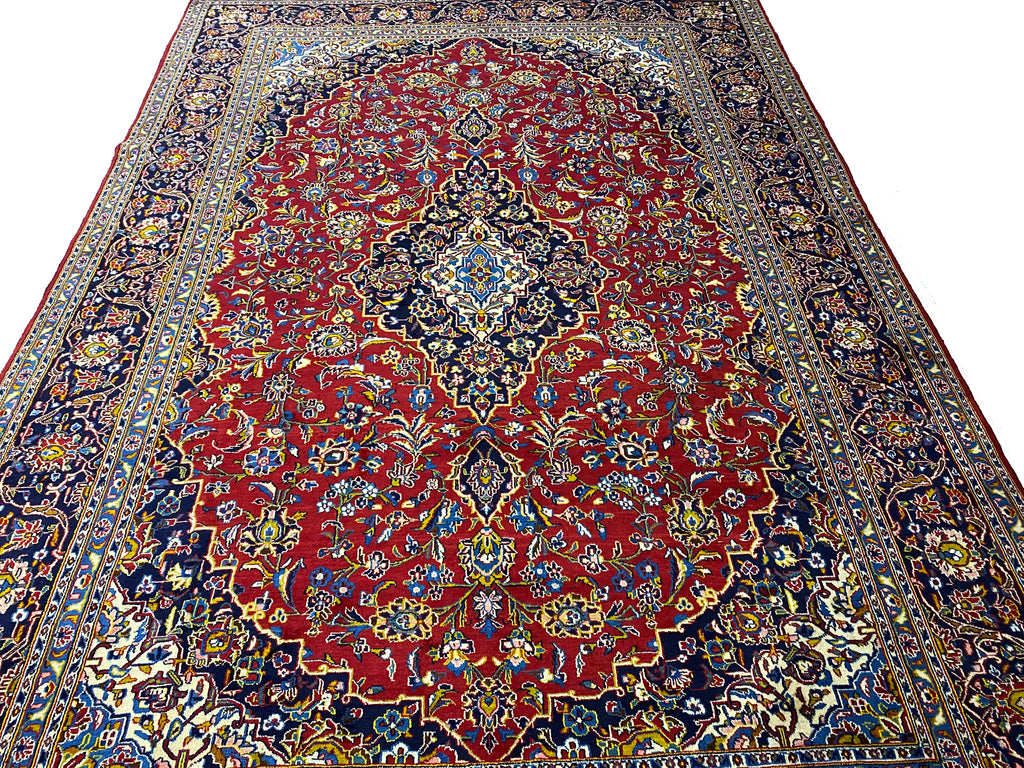 9.0 x 13.7 Finer Quality Authentic Persian Kashan Rug #F-6884