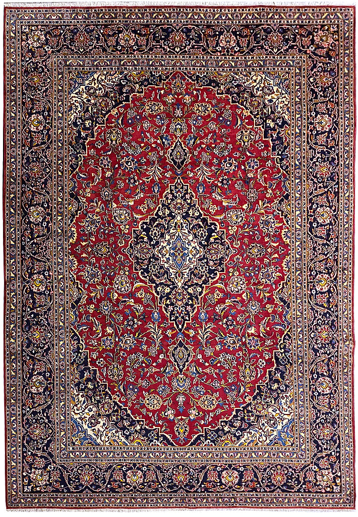 9.0 x 13.7 Finer Quality Authentic Persian Kashan Rug #F-6884