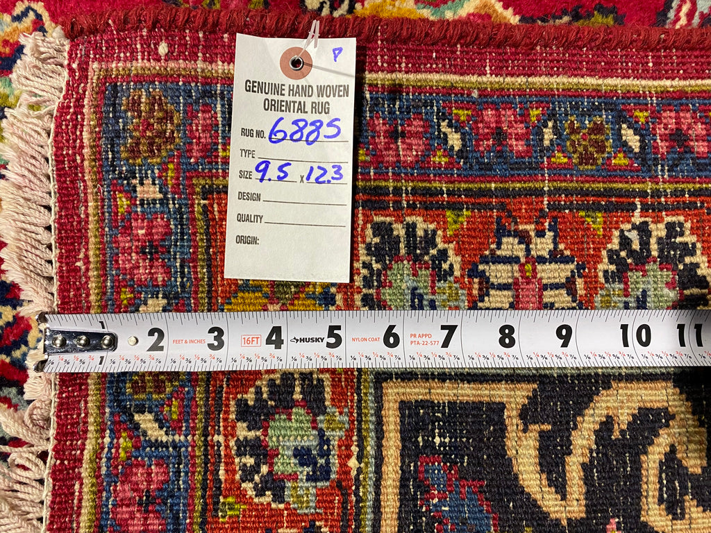 9.5 x 12.3 SIGNED Authentic Persian Rug #F-6885