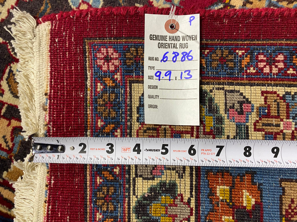 9.9 x 13.0 SIGNED Persian Handmade Wool Rug  #F-6886