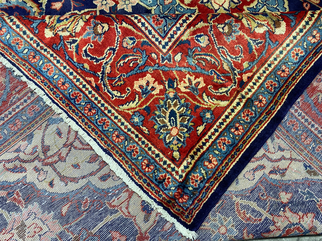 9.7 x 12.9 Authentic Traditional Persian Esfahan Najafabad Wool Rug NAVY BLUE #F-6901