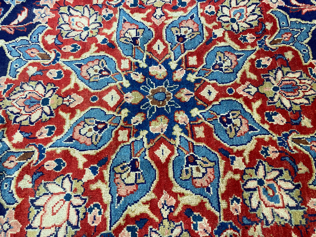 9.7 x 12.9 Authentic Traditional Persian Esfahan Najafabad Wool Rug NAVY BLUE #F-6901