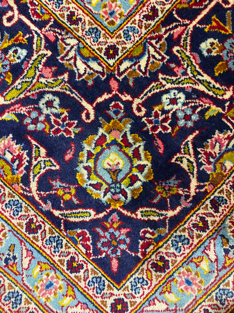 9.6 x 13.4 Persian Classic Kashan Rug Wool RED BLUE #F-6902