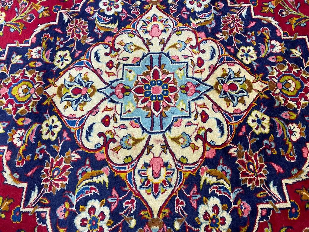 9.6 x 13.4 Persian Classic Kashan Rug Wool RED BLUE #F-6902