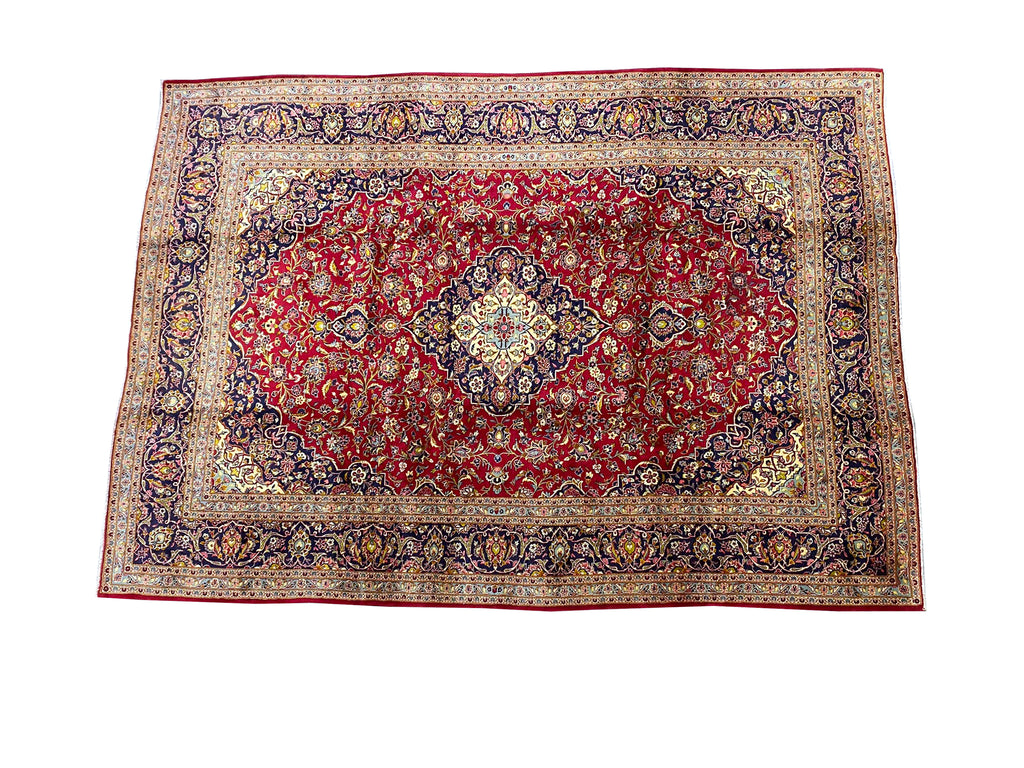 9.6 x 13.4 Persian Classic Kashan Rug Wool RED BLUE #F-6902