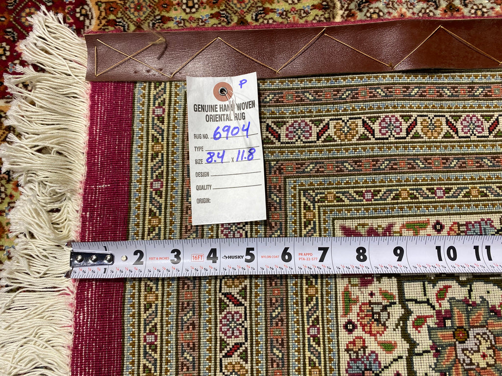 8.4 x 11.8 High Top Quality Wool and Silk Persian Tabriz Mahi Rug 400 KPSI #F-6904