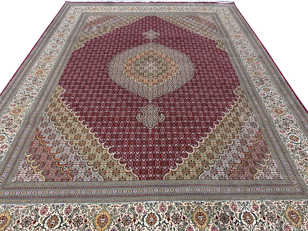 8.4 x 11.8 High Top Quality Wool and Silk Persian Tabriz Mahi Rug 400 KPSI #F-6904