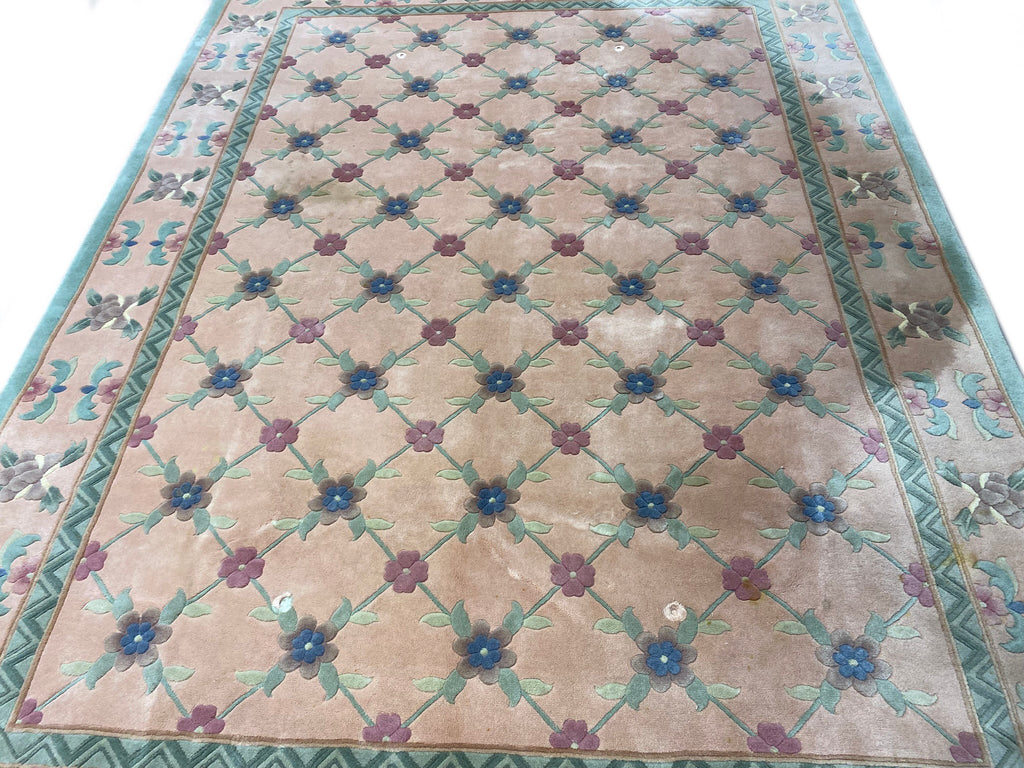 8.2 x 11.3 Estate Chinese Handmade Wool Rug TRANSITIONAL #F-6906