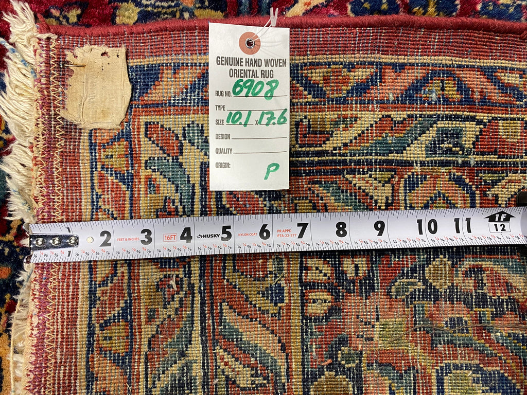 10.1 x 17.6 AUTHENTIC ANTIQUE PERSIAN SAROUK Large RUG 1930's #F-6908