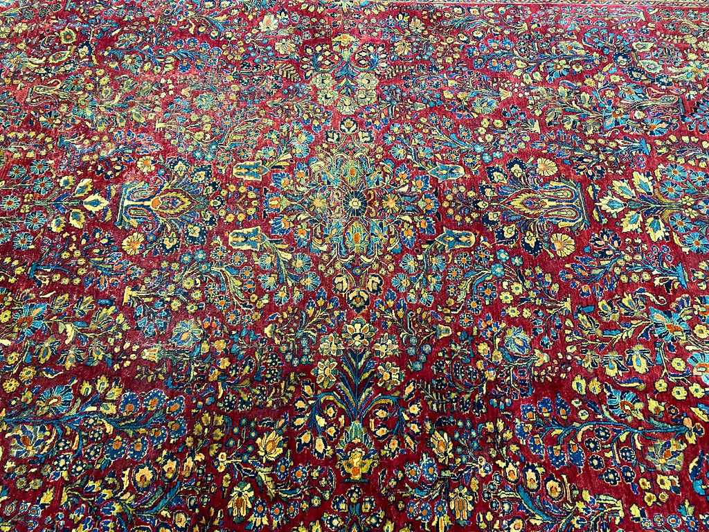 10.1 x 17.6 AUTHENTIC ANTIQUE PERSIAN SAROUK Large RUG 1930's #F-6908