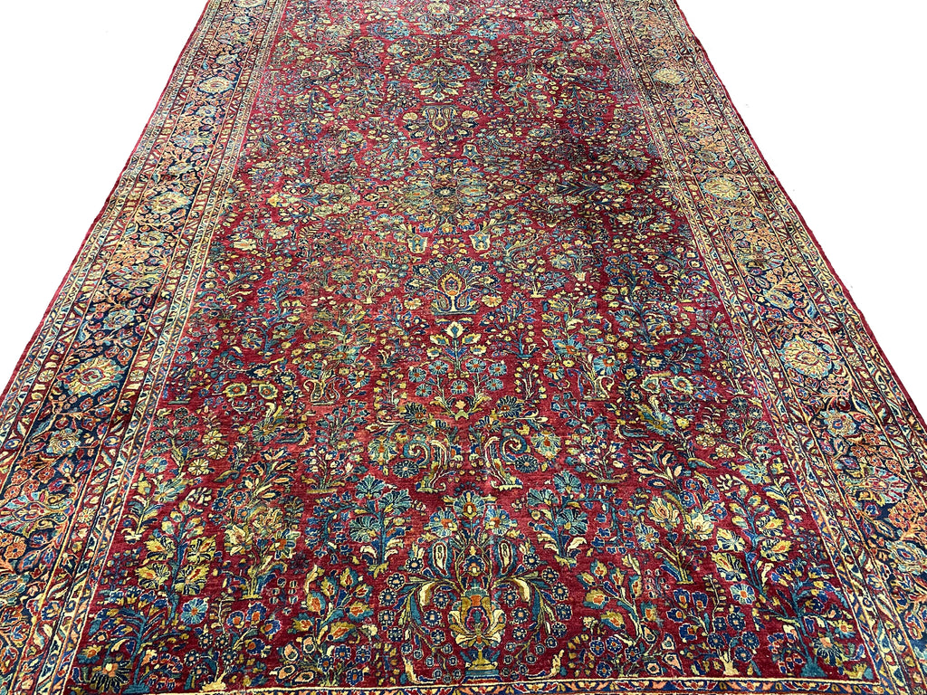 10.1 x 17.6 AUTHENTIC ANTIQUE PERSIAN SAROUK Large RUG 1930's #F-6908