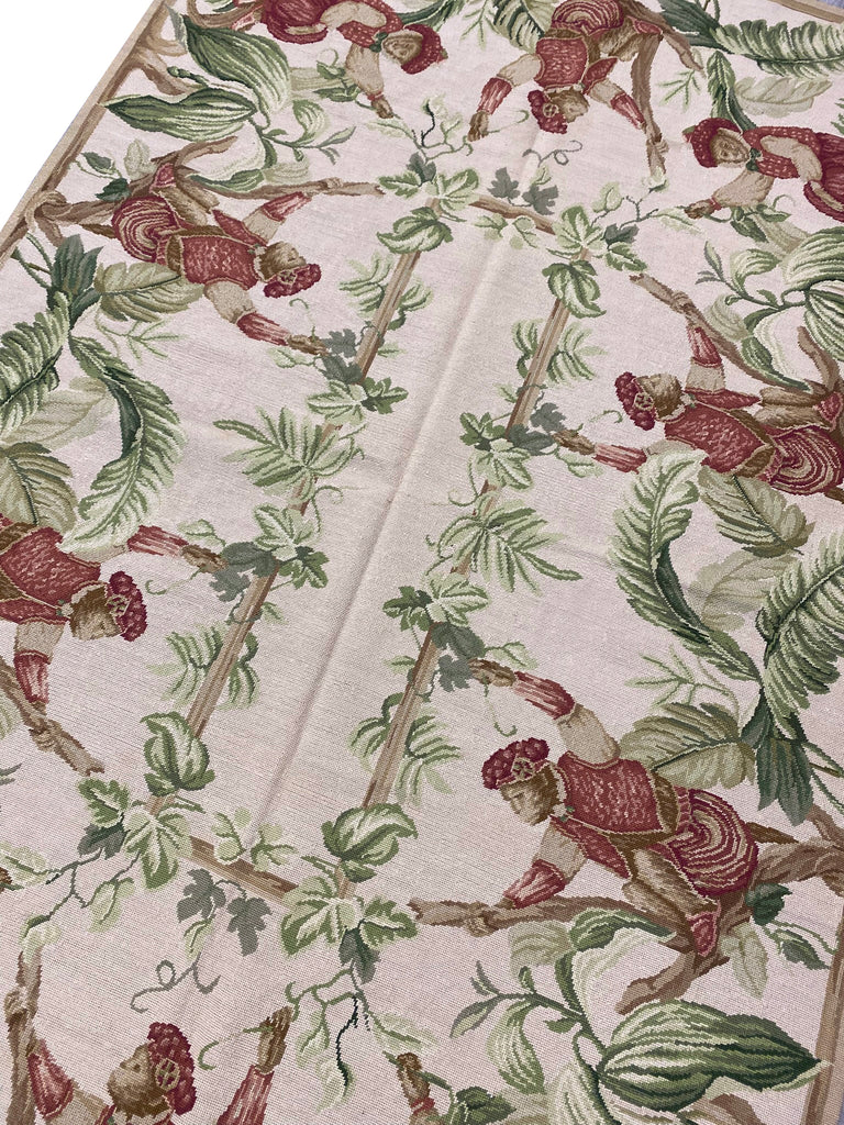 4.0 x 6.0 Monkey Garden Handmade Needle Point Tapestry Rug #F-6909